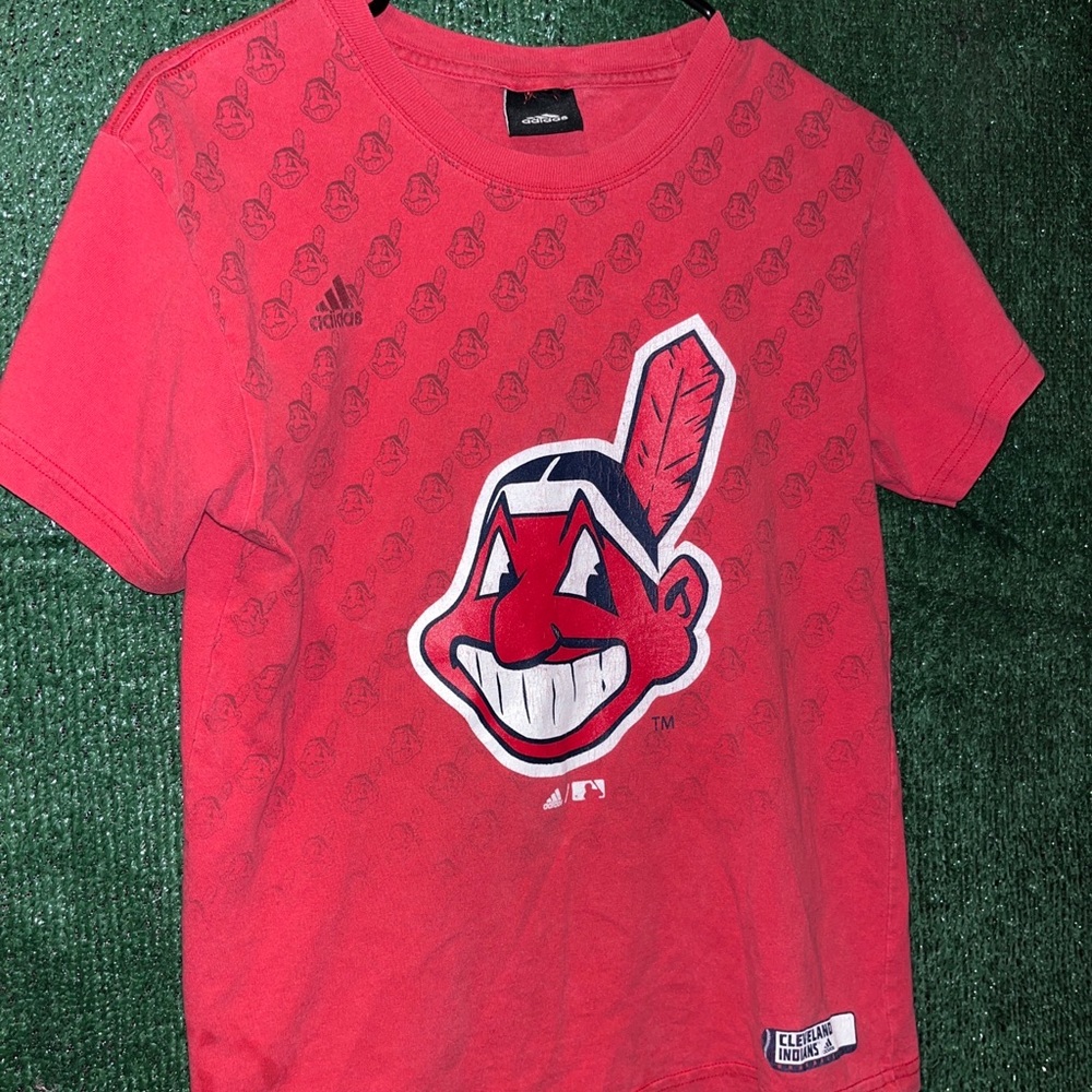 vintage Y2K Cleveland Indians Red Adidas Shirt XS Adidas tag MLB Baseball